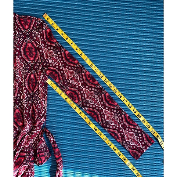 Alice + Olivia Clare Turtleneck Long Sleeve Midi Boho Burgundy Red Dress - Picture 13 of 16